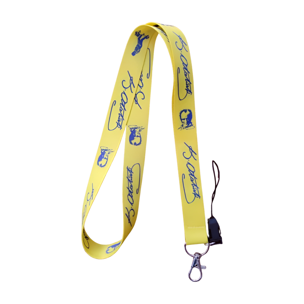 Sarı Lacivert Atatürk Imzalı Boyun Askı ipi ve Telefon Askısı + Kartlık