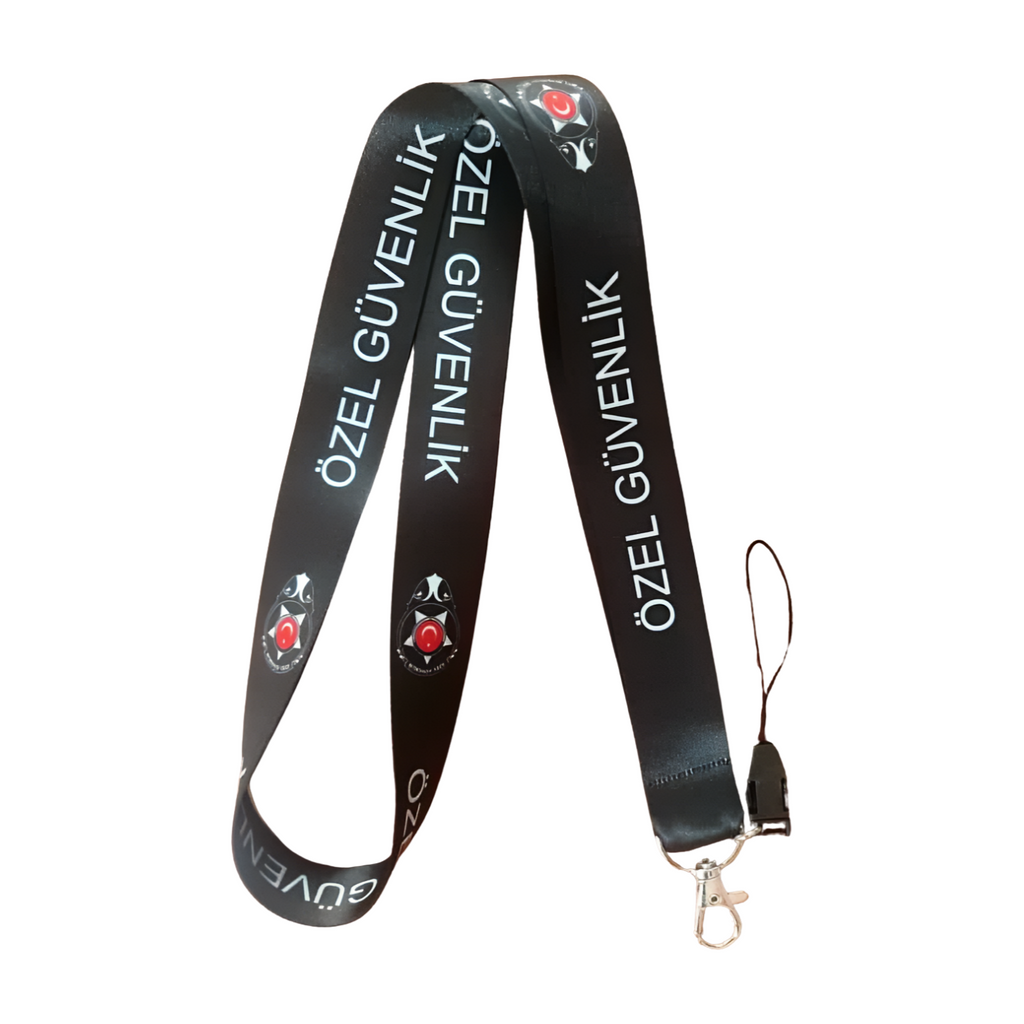 Özel Güvenlik Desenli Boyun Askı ipi ve Telefon Askısı + Kartlık