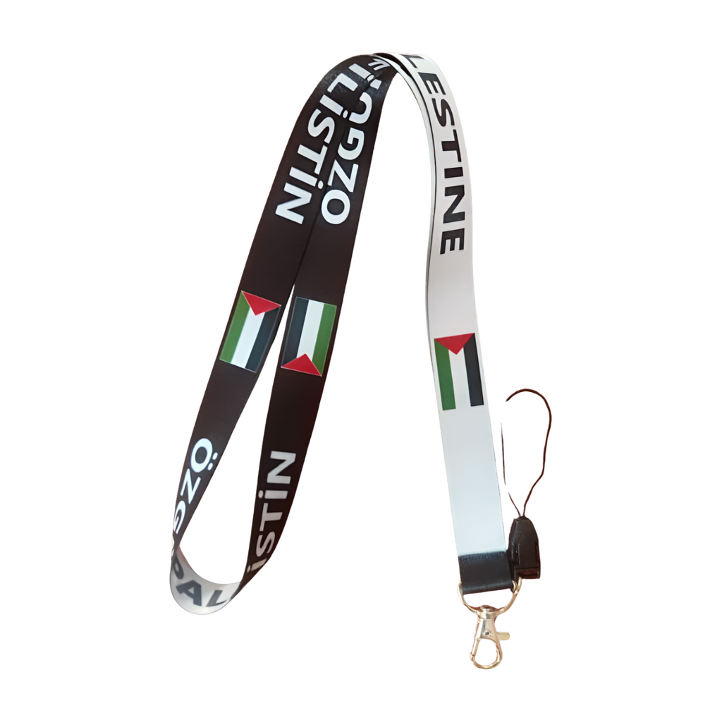 Filistin Bayrağı desenli Boyun Askı ipi ve Telefon Askısı + Kartlık