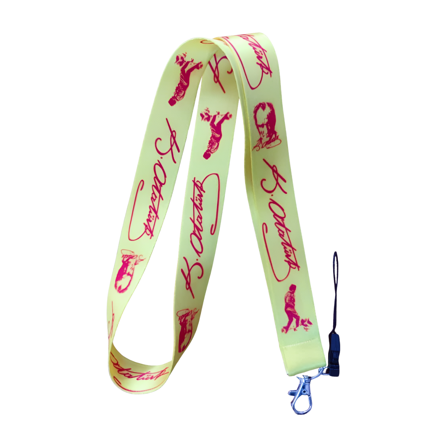 Sarı Kırmızı Atatürk Imzalı Boyun Askı ipi ve Telefon Askısı + Kartlık