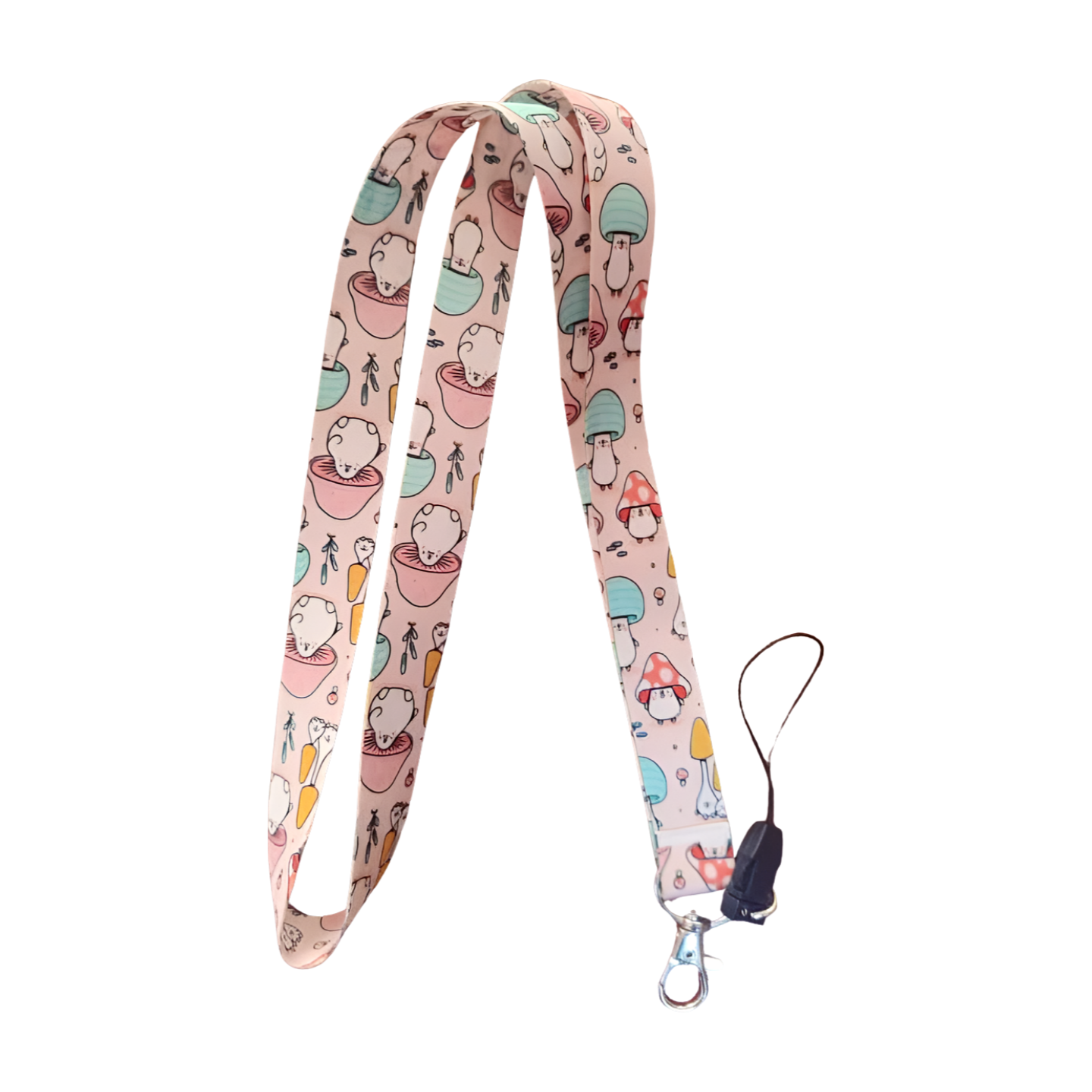 Mantar 2 Desenli Boyun Askı ipi ve Telefon Askısı + Kartlık