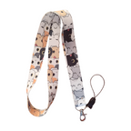 Sevimli Kedi Desenli 3 Boyun Askı ipi ve Telefon Askısı + Kartlık