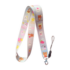 Sevimli Hayvanlar Desenli Boyun Askı ipi ve Telefon Askısı + Kartlık