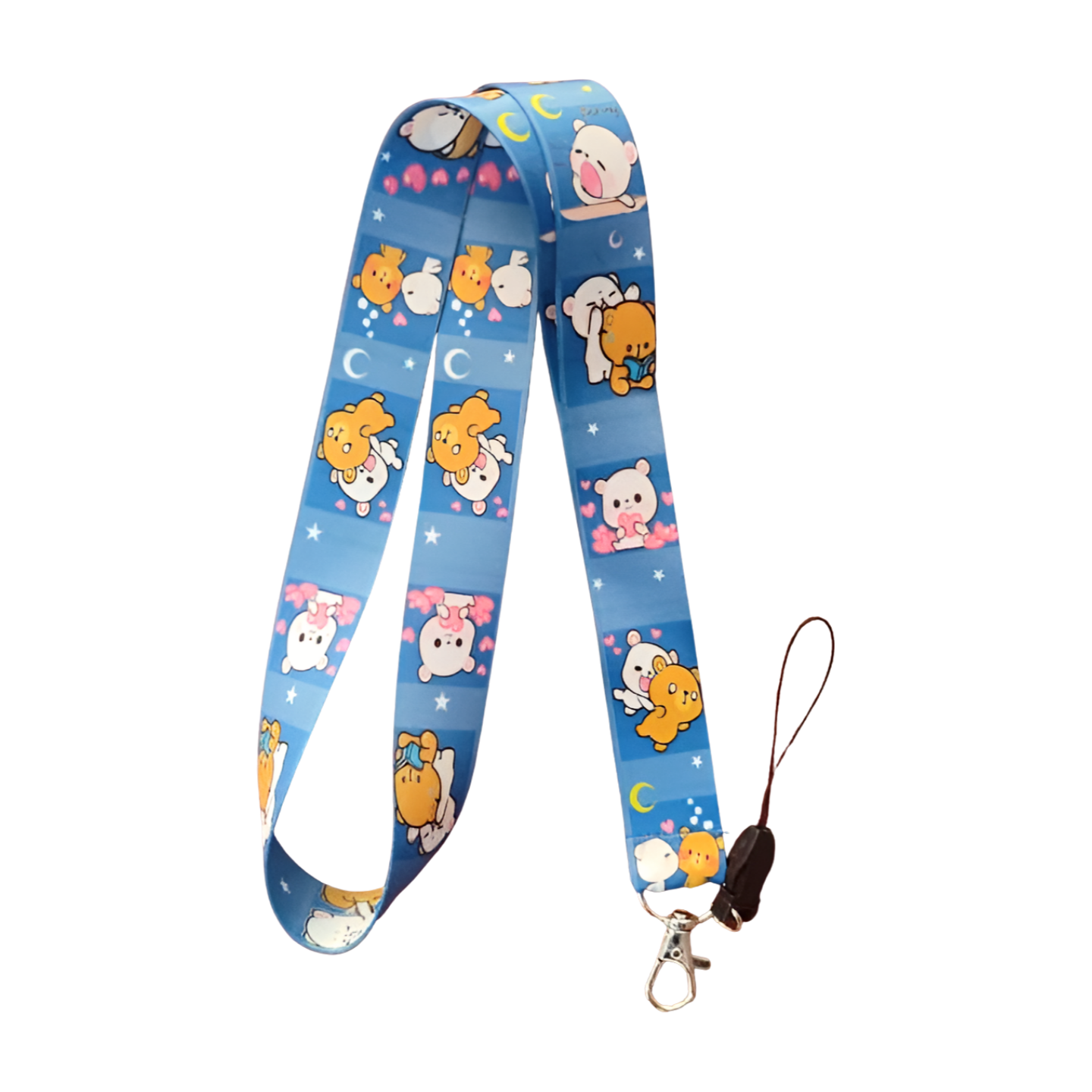 Mavi Ayıcık 2 Desenli Boyun Askı ipi ve Telefon Askısı + Kartlık