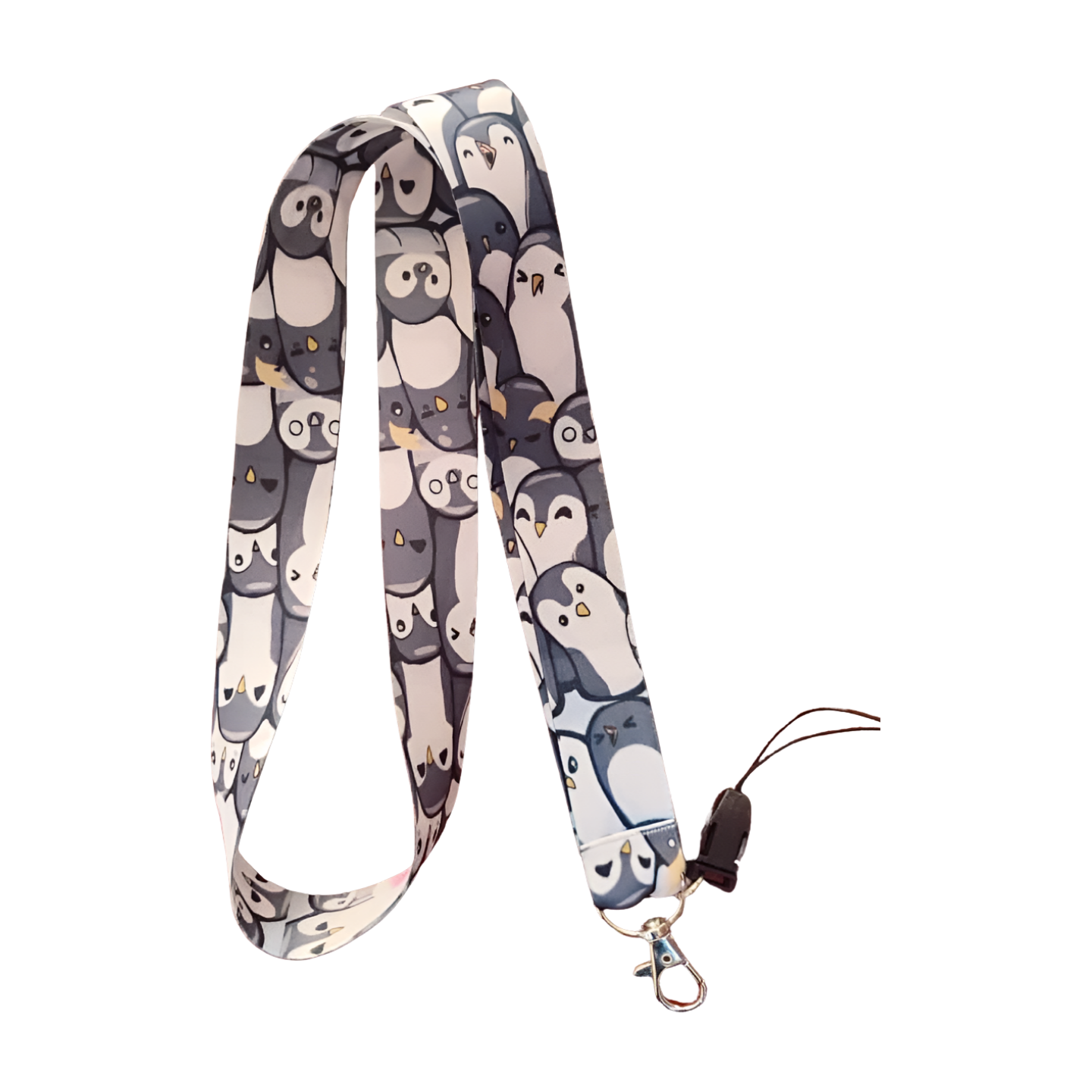 Sevimli Penguenler Desenli Boyun Askı ipi ve Telefon Askısı + Kartlık