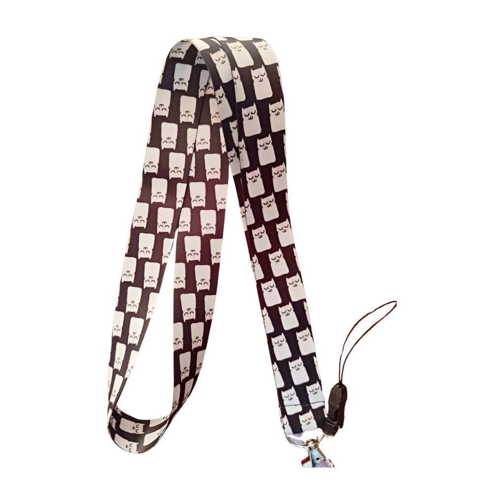 Sevimli Kedi Desenli 6 Boyun Askı ipi ve Telefon Askısı + Kartlık