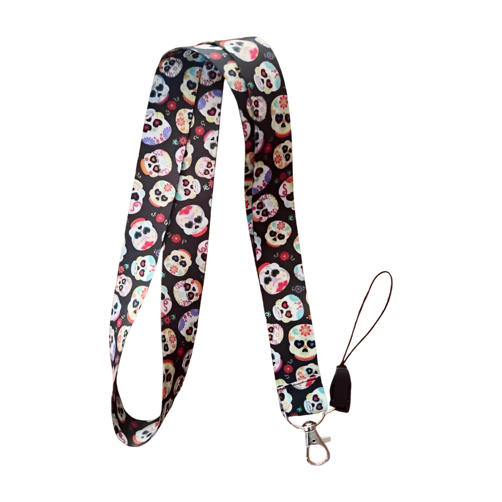 Kurukafalar Desenli Boyun Askı ipi ve Telefon Askısı + Kartlık