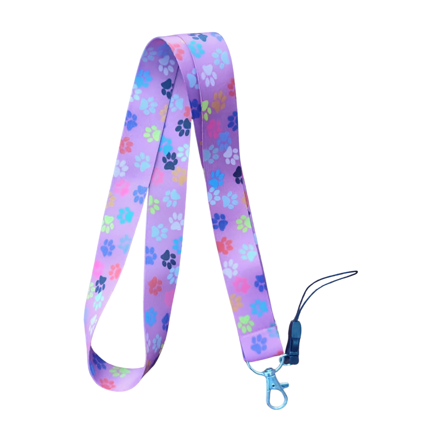 Mor Renk Renkli Pati Desenli Boyun Askı ipi ve Telefon Askısı + Kartlık