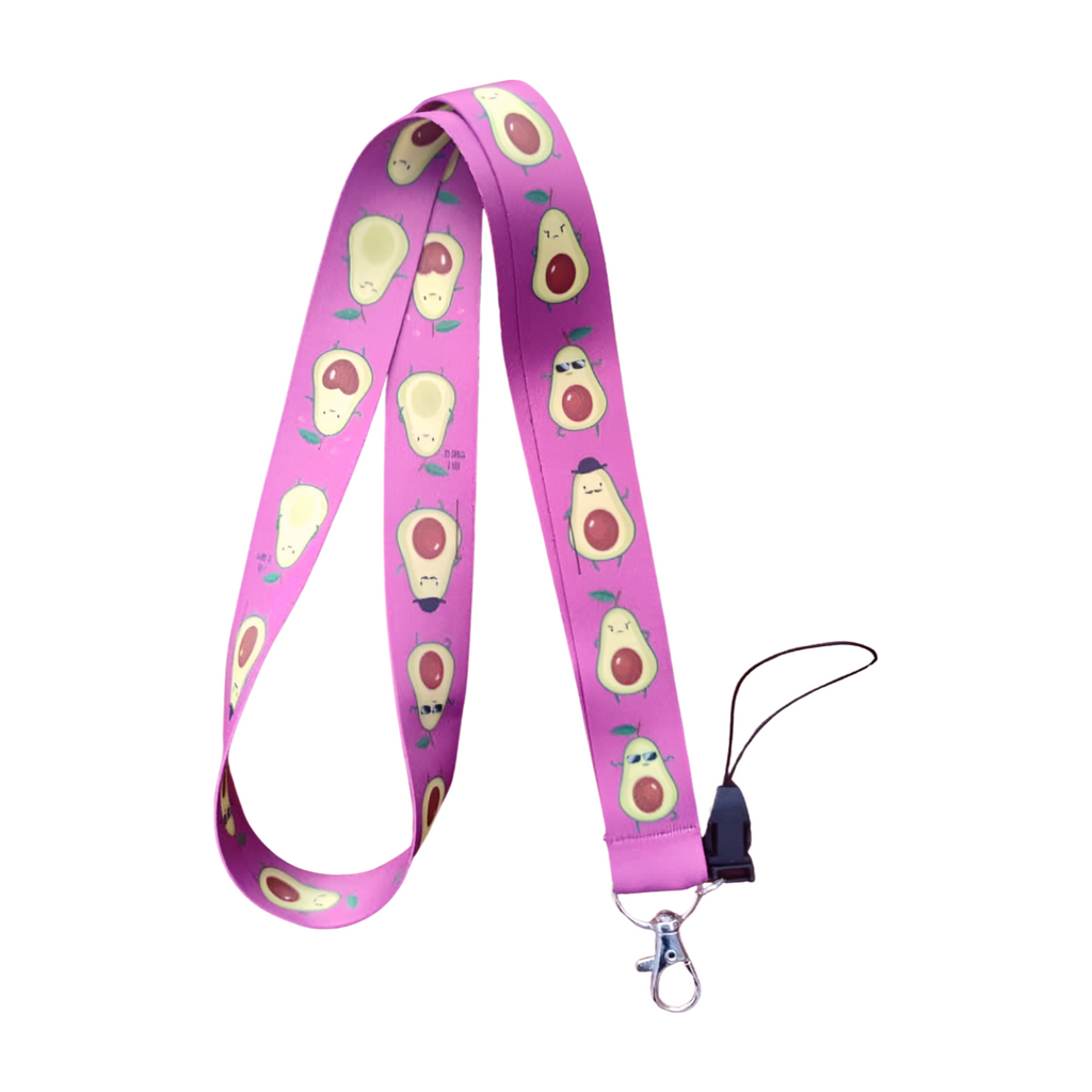 Mor Avokado Desenli Boyun Askı ipi ve Telefon Askısı + Kartlık