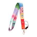 Renkli Duygular Desenli Boyun Askı ipi ve Telefon Askısı + Kartlık