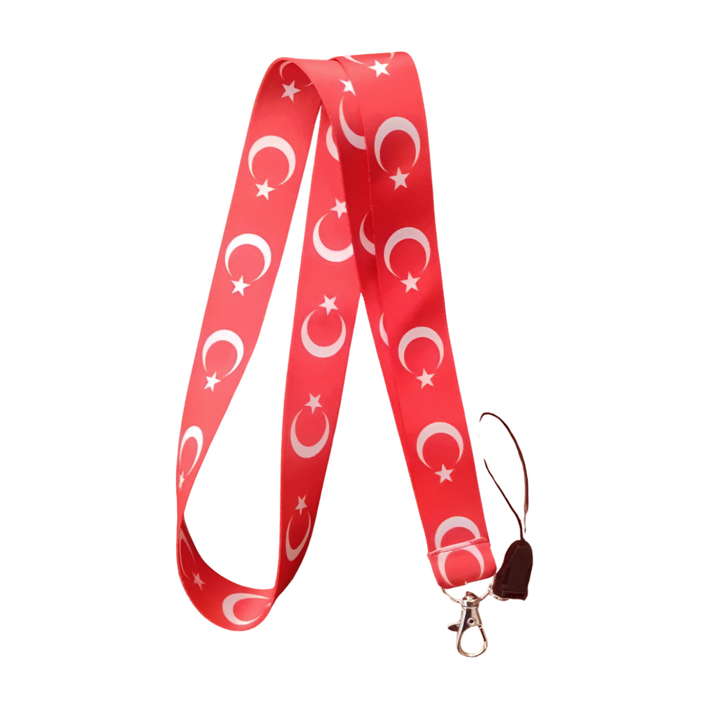 Türk Bayrağı Boyun Askı ipi ve Telefon Askısı + Kartlık