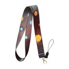 Gezegen ve Güneş Desenli Boyun Askı ipi ve Telefon Askısı + Kartlık