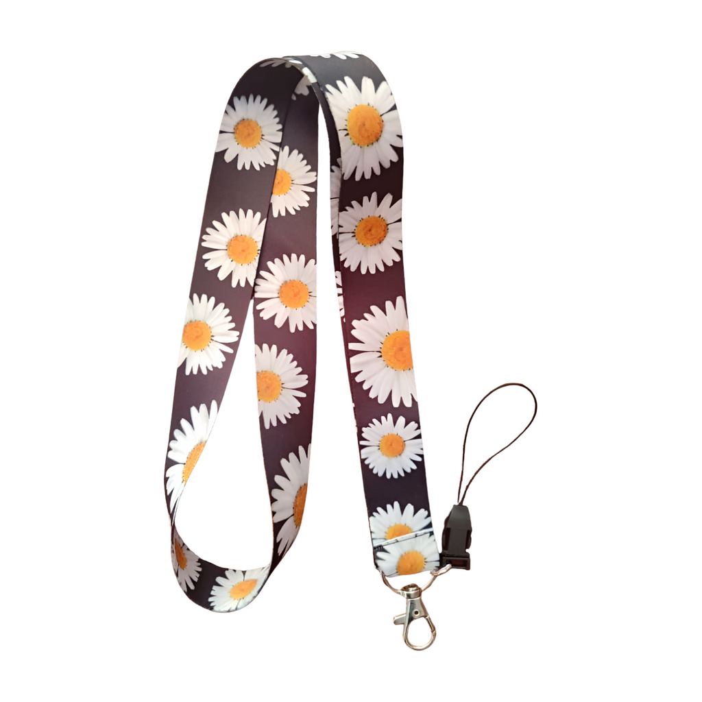 Papatya Desenli Boyun Askı ipi ve Telefon Askısı + Kartlık