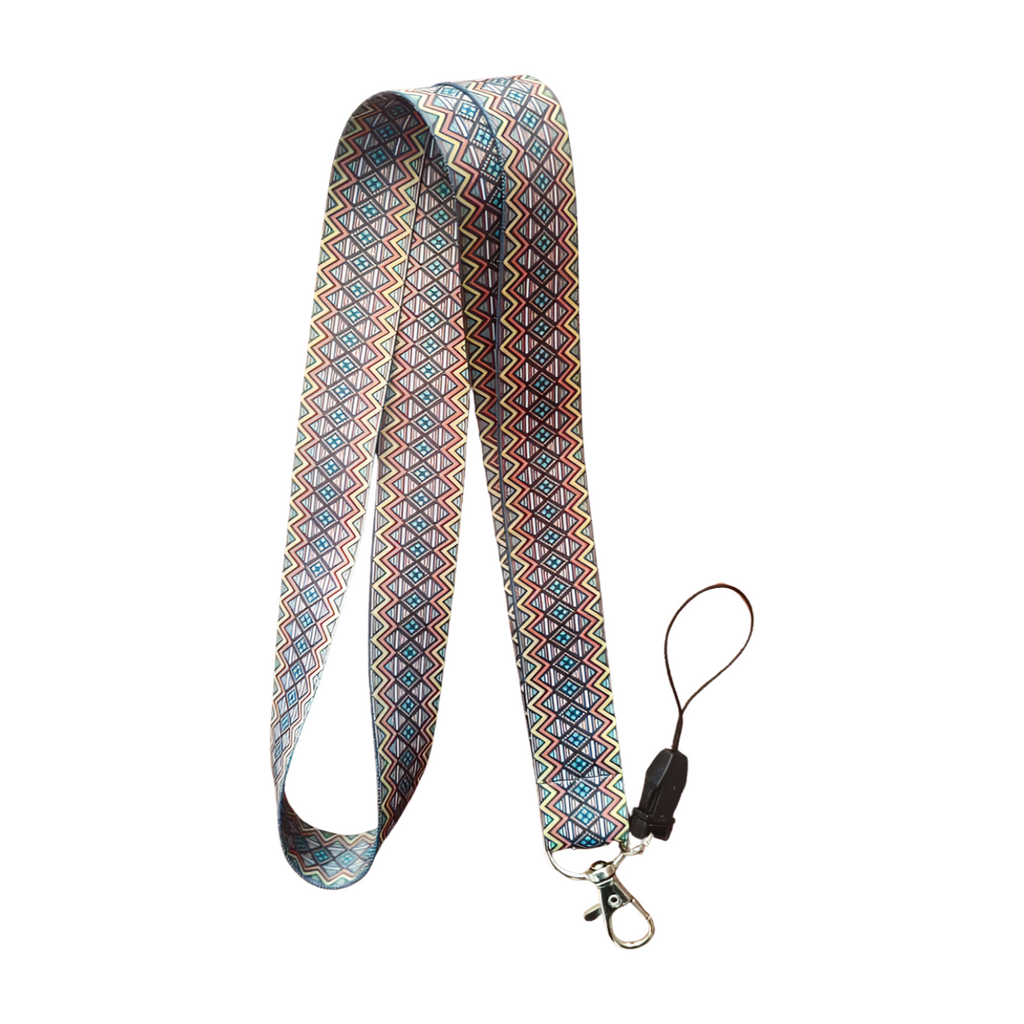 Etnik Desenli Boyun Askı ipi ve Telefon Askısı + Kartlık