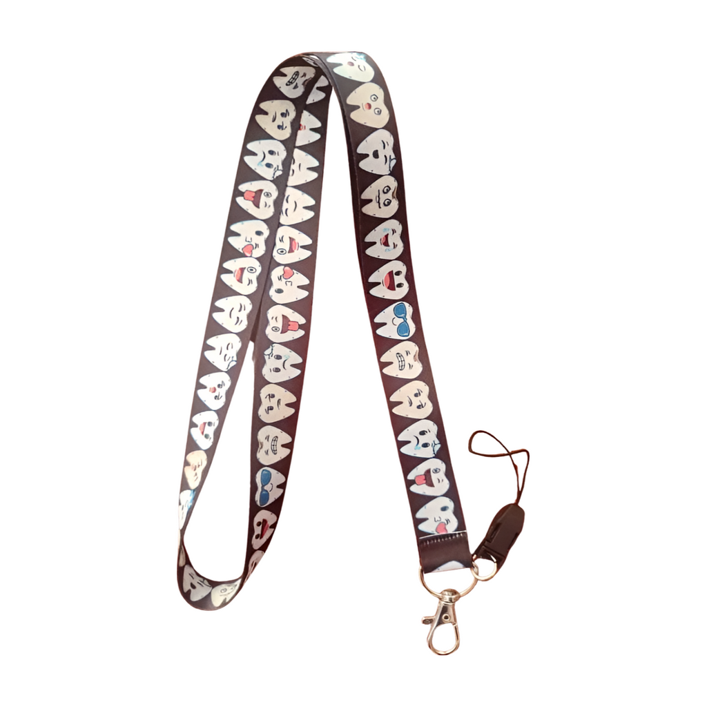 Siyah Sevimli Dişler 2 Boyun Askı ipi ve Telefon Askısı + Kartlık