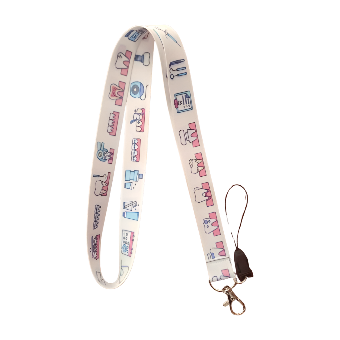 Beyaz Hastane Diş Doktoru Boyun Askı ipi ve Telefon Askısı + Kartlık