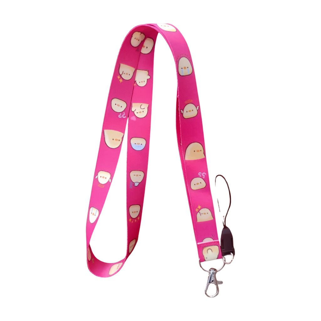 Pembe Civciv Boyun Askı ipi ve Telefon Askısı + Kartlık
