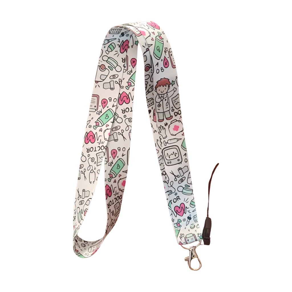 Hastane beyaz doktor hemşire Boyun Askı ipi ve Telefon Askısı + Kartlık